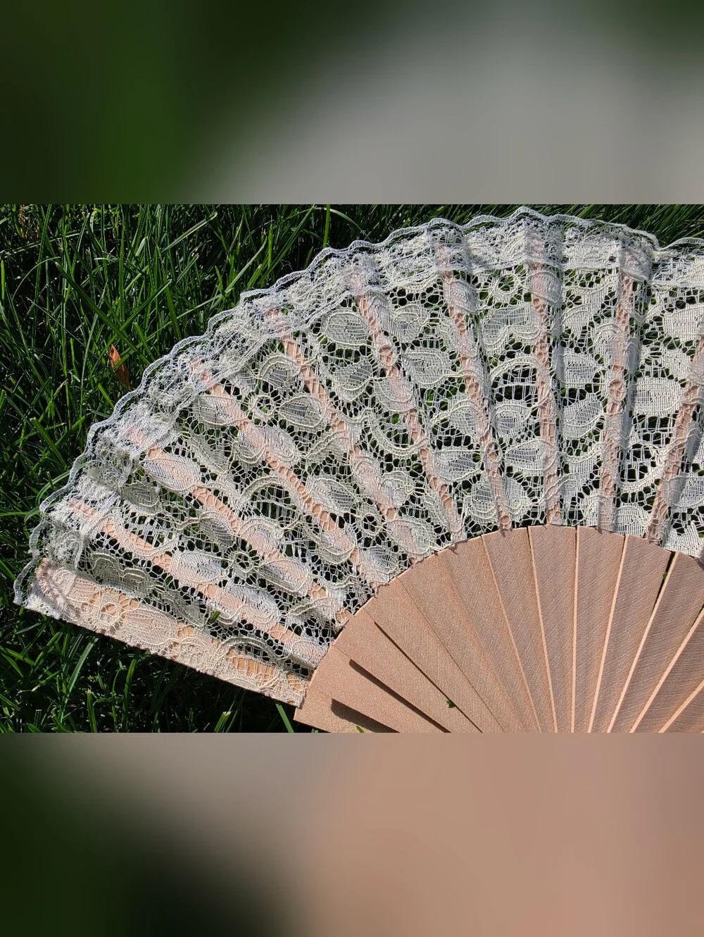 Ivory Beige Lace Fans for Wedding Ceremony